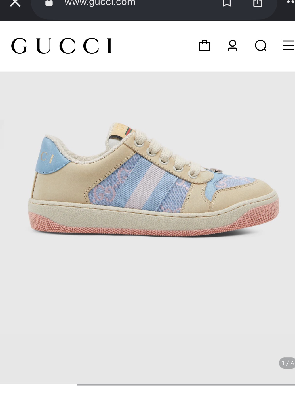 Gucci Kids Beige, Light Blue & Pink Low-Top Sneaker